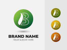 lettre b alphabet abstrait feuille verte naturelle création de logo vectoriel