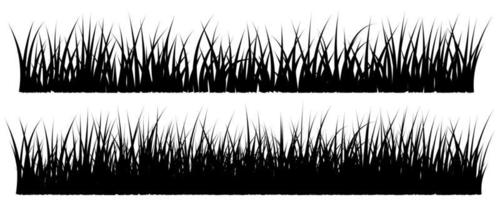 silhouette d'herbe modifiable, herbe noire et blanche isolée vecteur