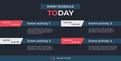 plan d'aujourd'hui, modèle d'affiche de flyer de calendrier d'événements quotidiens. vecteur