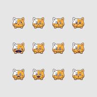 ensemble d'emoji d'émoticône de chat mignon vecteur