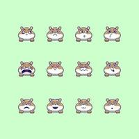 lot d'emoji émoticônes de hamster mignon vecteur