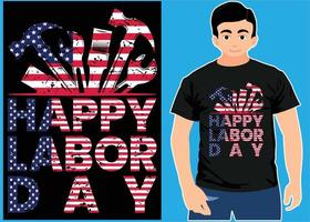 joyeuse fête du Travail. t-shirts de la fête du travail avec drapeau américain. vecteur