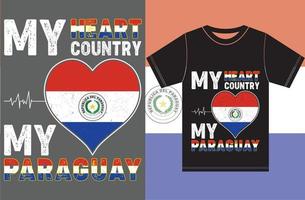 mon coeur, mon pays, mon paraguay. conception de vecteur de typographie