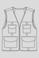 vecteur de dessin de contour de sac de gilet de poitrine, sac de gilet de poitrine dans un style de croquis, contour de modèle de formateurs, illustration vectorielle.