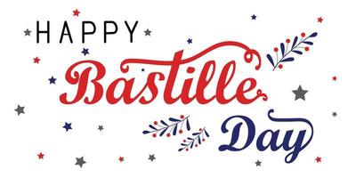 lettrage joyeux jour de la bastille vecteur