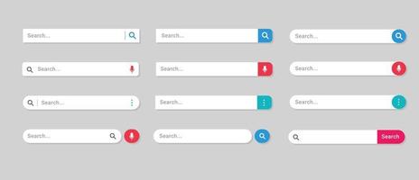 ensemble de barre de recherche. adresse de recherche et modèle d'icône de barre de navigation. vecteur