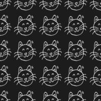 modèle vectorielle continue avec des chats. vecteur de doodle avec des chats sur fond noir. modèle vintage avec des icônes de chats, fond d'éléments doux pour votre projet