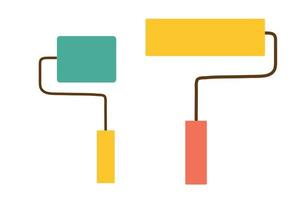 un ensemble de deux rouleaux pour peindre de différentes tailles dans la construction ou la rénovation. fond blanc isolé. outils de construction en tant qu'élément de conception ou logo. illustration vectorielle. vecteur