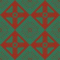 motif ethnique vert et rouge avec carré géométrique ethnique sans couture pour motif de tissu vecteur