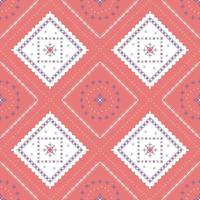 motif ethnique rose et blanc avec carré géométrique sans couture pour motif de tissu vecteur