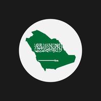 L'Arabie saoudite carte silhouette avec drapeau sur fond blanc vecteur