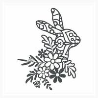 mandala lapin avec fleur. vecteur, dessin au trait vecteur