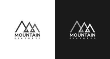 création de logo d'art de ligne de montagne minimaliste vecteur