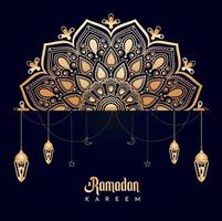 carte de festival décorative élégante ramadan kareem mandala vecteur
