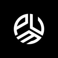 création de logo de lettre pum sur fond noir. concept de logo de lettre initiales créatives pum. conception de lettre pum. vecteur