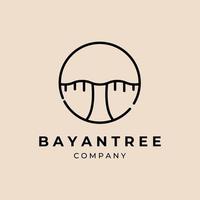 banyan tree ligne art emblème logo logo illustration design minimaliste vecteur