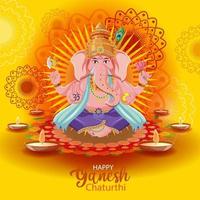 affiche de ganesh chaturthi heureux vecteur