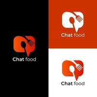 vecteur de chat alimentaire, logo de conversation alimentaire