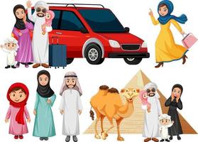 peuple arabe avec voiture vecteur
