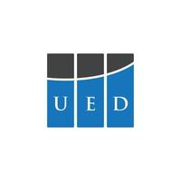 création de logo de lettre ued sur fond blanc. concept de logo de lettre d'initiales créatives. conception de lettre usée. vecteur