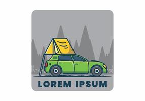 camping avec illustration plate de voiture vecteur