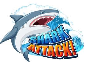logo de police d'attaque de requin avec requin agressif de dessin animé vecteur