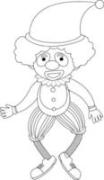 contour de doodle de clown à colorier vecteur