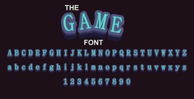 police de jeu et alphabet avec chiffres. conception de lettre de typographie vectorielle. vecteur