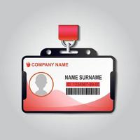 badge de carte d'identité en plastique réaliste avec vecteur de longe. conception d'illustration de maquette d'entreprise d'identité. modèle vierge d'accès de sécurité