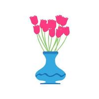 vase tulipe vecteur rouge fleur illustration beau rose isolé blanc plante beauté vert décoration