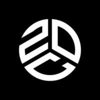 création de logo de lettre zoc sur fond noir. concept de logo de lettre initiales créatives zoc. conception de lettre zoc. vecteur