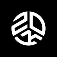 création de logo de lettre zok sur fond noir. concept de logo de lettre initiales créatives zok. conception de lettre zok. vecteur