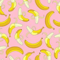 modèle sans couture de vecteur de banane sur un fond coloré. motif sucré fruité