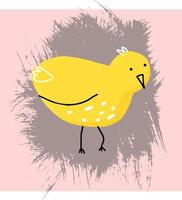 mignon, simple, poussin jaune, isolé, vecteur, main, dessin, sur, texture, fond vecteur