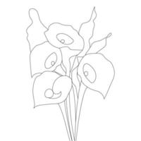 calla lily fleur illustration vectorielle page à colorier pour livre pour enfants vecteur