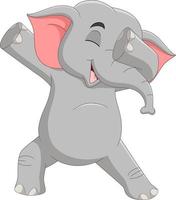 dessin animé drôle éléphant tamponnant la danse vecteur