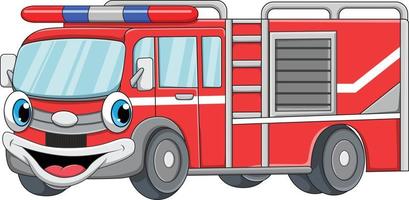 mascotte de camion de pompier mignon dessin animé vecteur