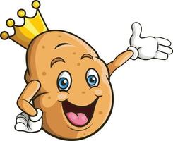 dessin animé heureux roi pomme de terre présentant vecteur
