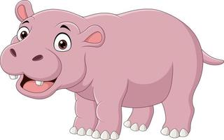mignon hippopotame souriant sur fond blanc vecteur