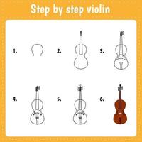 tutoriel de dessin pour les enfants. violon vecteur