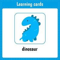 cartes d'apprentissage pour les enfants. animaux. dinosaure vecteur