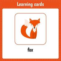 cartes d'apprentissage pour les enfants. animaux. renard vecteur