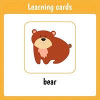 cartes d'apprentissage pour les enfants. animaux. ours vecteur