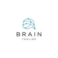 modèle de conception d'icône de logo de ligne de cerveau vecteur plat