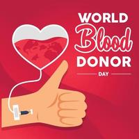 mains avec les pouces vers le haut donnant du sang lors de la journée mondiale du don de sang. illustration vectorielle.