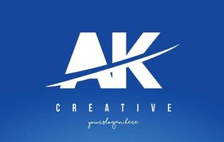 ak ak lettre design de logo moderne fond jaune blanc et swoosh. vecteur