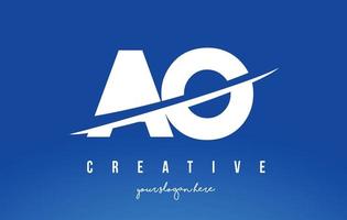 ao ao lettre logo moderne design fond jaune blanc et swoosh. vecteur