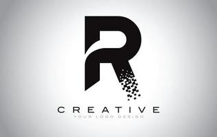 r création de logo de lettre initiale avec pixels numériques violet noir et blanc. vecteur