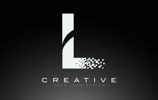 l création de logo de lettre initiale avec pixels numériques en noir et blanc. vecteur