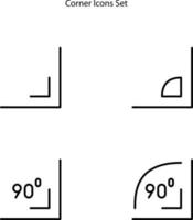 jeu d'icônes de coin isolé sur fond blanc. icône symbole linéaire de contour de ligne mince pour le logo, le web, l'application, l'interface utilisateur. simple signe d'icône. vecteur